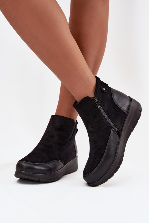 Bottines pour femmes chaudes avec fourrure à l'intérieur, noires Breena