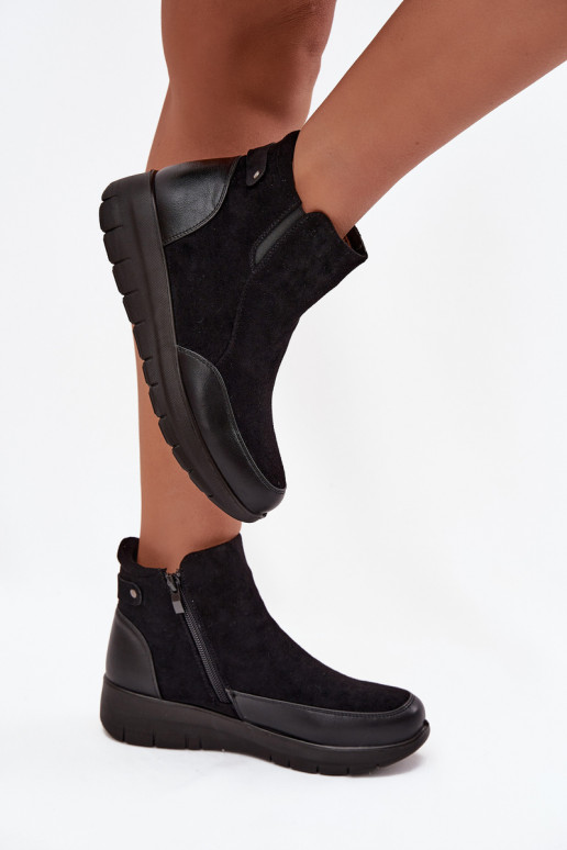 Bottines pour femmes chaudes avec fourrure à l'intérieur, noires Breena
