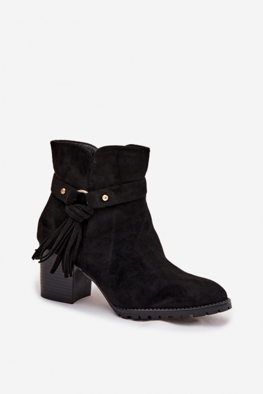 Bottines noires pour femmes avec franges Rosabella