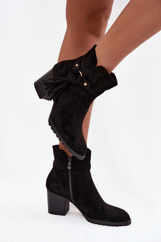 Bottines noires pour femmes avec franges Rosabella