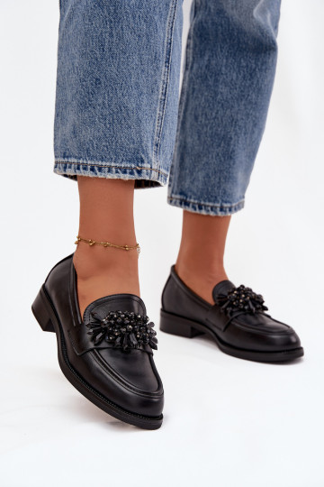Mocassins noirs pour femmes avec ornements Murelle 2