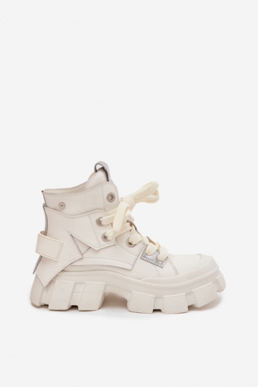 Witte geïsoleerde sportieve enkellaarsjes GOE SS2N4055