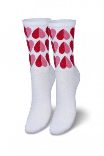 Damen-Socken mit Herzen in weißer Farbe 2