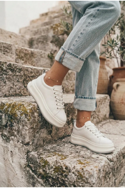 Weiße Damen Sneaker mit Plateau GOE SS2N4021