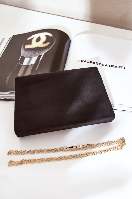 Sac enveloppe noir avec cœurs décoratifs en faux daim Evilinas