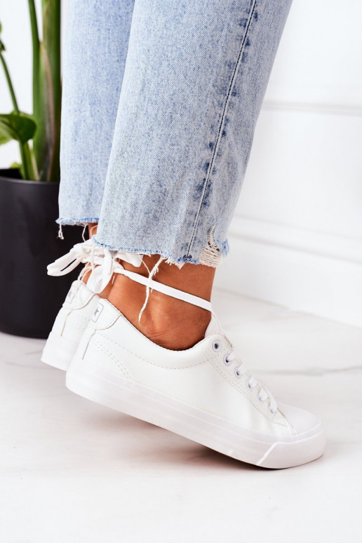 Damen Leder Sneakers in Weiß Mega
