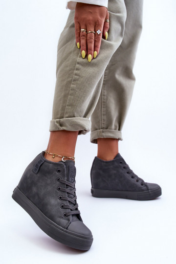 Casual schoenen van faux leather met platform in grijs Big Star MM274005 2