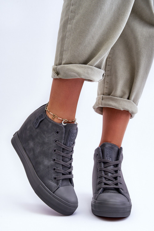 Casual schoenen van faux leather met platform in grijs Big Star MM274005