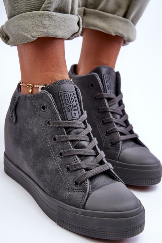 Chaussures décontractées en cuir synthétique avec plateforme grises Big Star MM274005