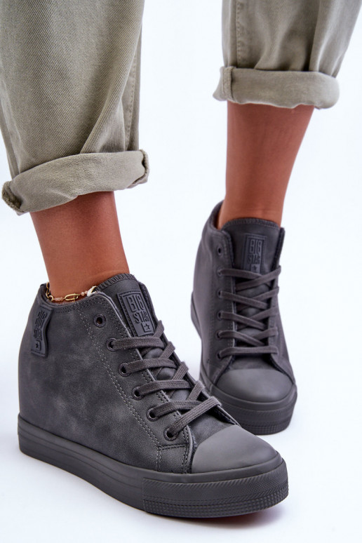 Casual schoenen van faux leather met platform in grijs Big Star MM274005