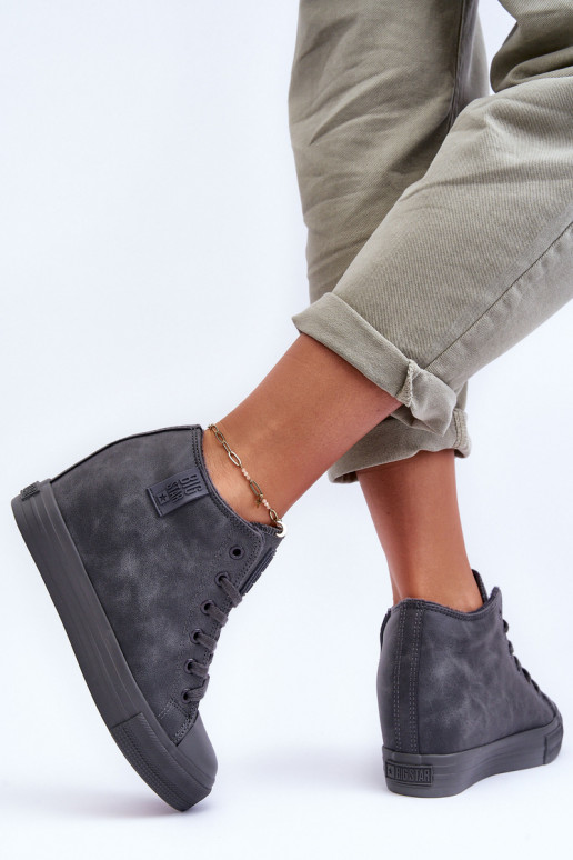 Freizeitschuhe aus Kunstleder mit Plattform in Grau Big Star MM274005