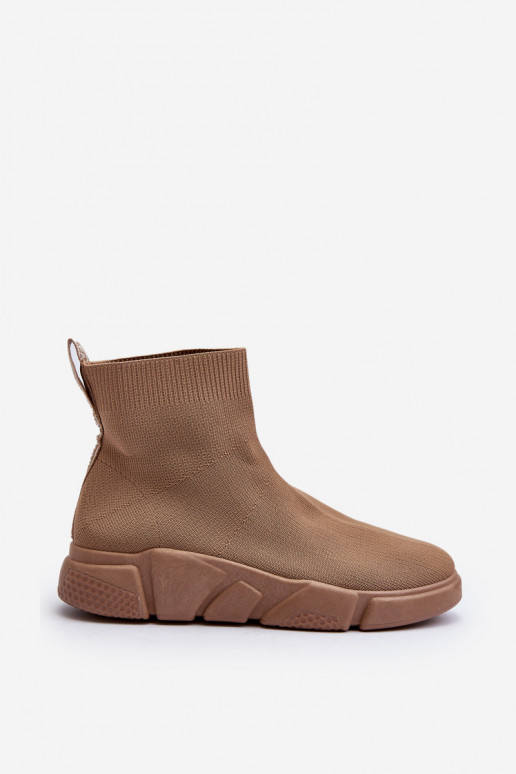 Dames sportschoenen met soktype schacht in zand Zirila