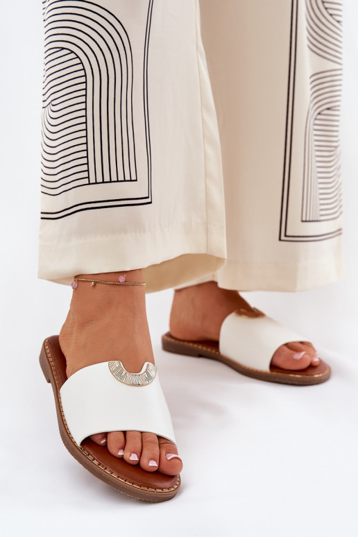 Dames slippers van faux leather met decoratieve details in wit Mevith
