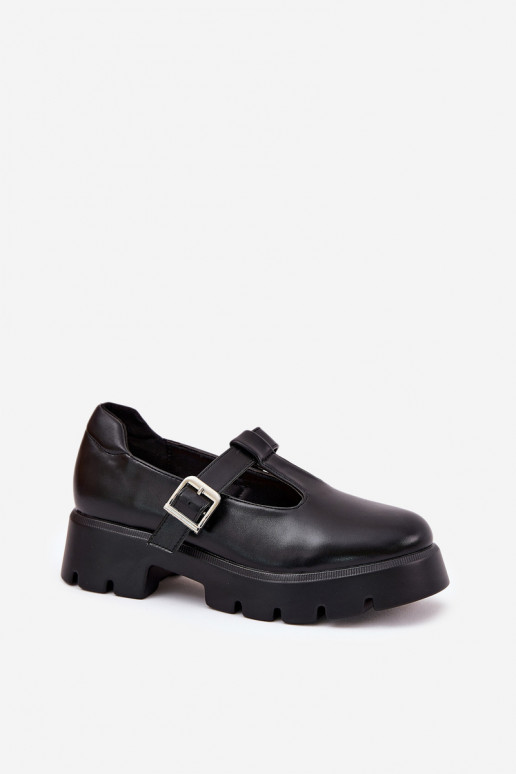 Chaussures pour femmes noires avec boucles sur la plateforme Venda