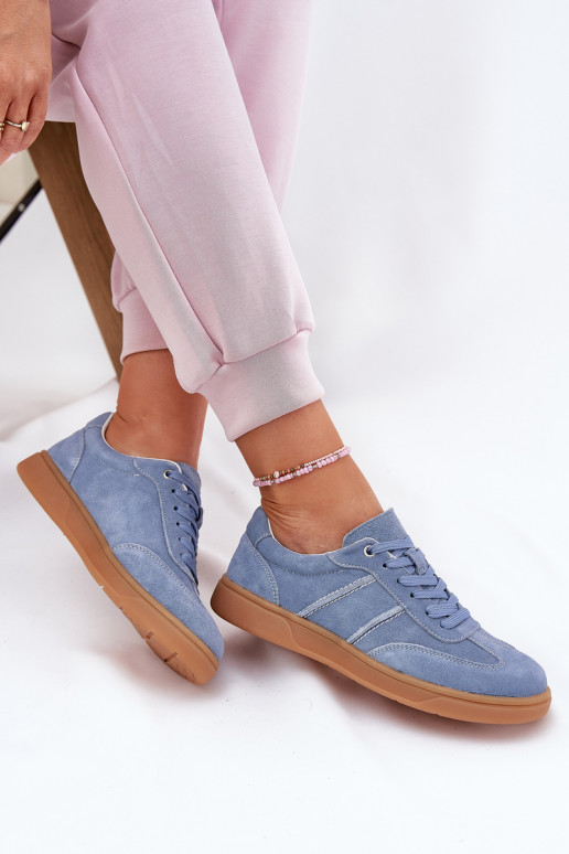 Blaue Damensneaker aus Veloursleder Paliana