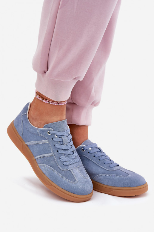 Blauwe dames sneakers van suede Paliana