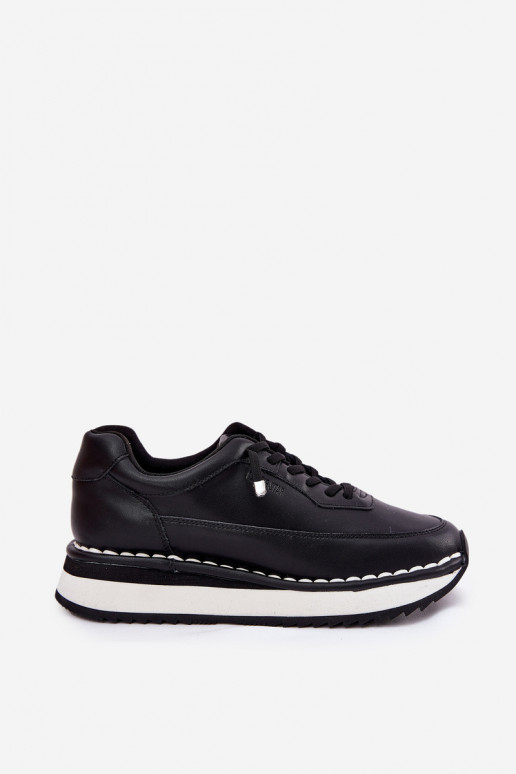Zwarte dames sneakers van leer met platform Big Star RR274A335