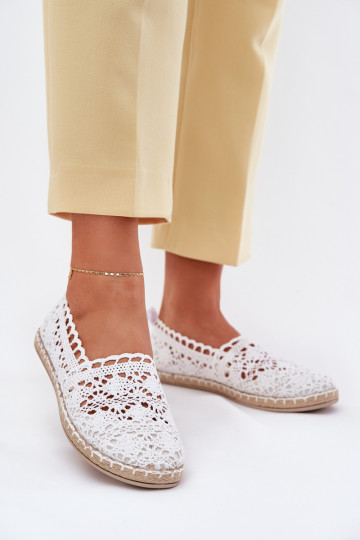Espadrilles blanches pour femmes en dentelle Adelira