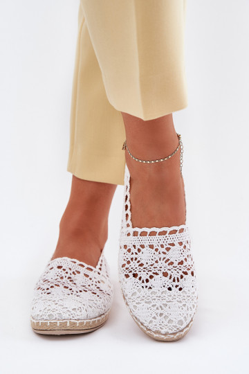 Espadrilles blanches pour femmes en dentelle Adelira 2