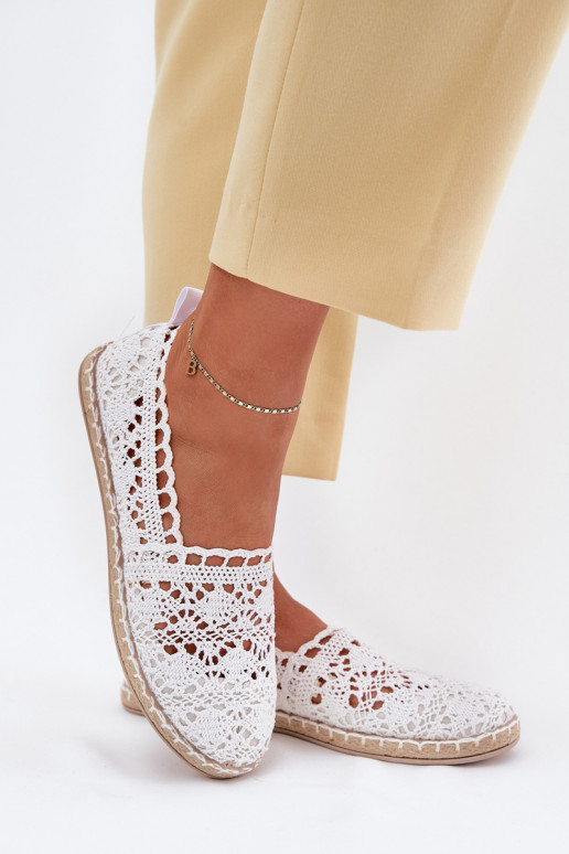 Espadrilles blanches pour femmes en dentelle Adelira