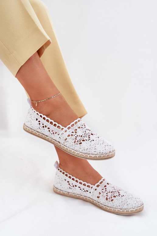 Espadrilles blanches pour femmes en dentelle Adelira