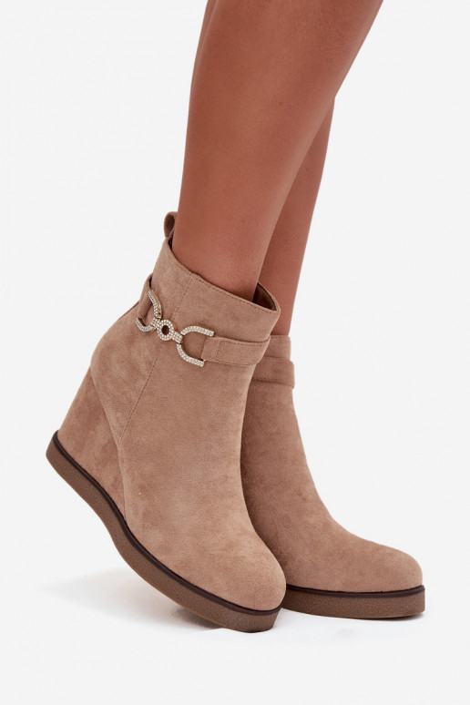 Bottes de cheville pour femmes sur plateforme avec détails décoratifs couleur sable Turirivana