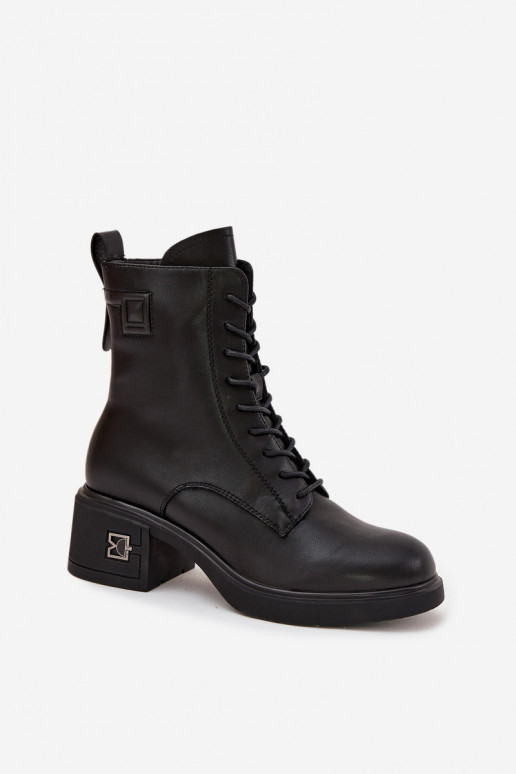 Wärmende Damen-Stiefeletten aus Naturleder Vinceza 66819 in Schwarz