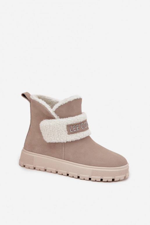 Bottes de neige pour femmes en daim naturel avec isolation Lee Cooper LCJ-25-01-3739 en gris