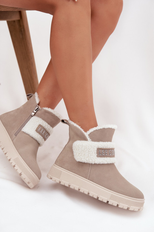 Damen-Schneestiefel aus Naturveloursleder mit Isolierung Lee Cooper LCJ-25-01-3739 in Grau