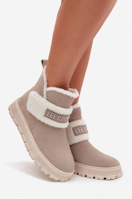 Bottes de neige pour femmes en daim naturel avec isolation Lee Cooper LCJ-25-01-3739 en gris