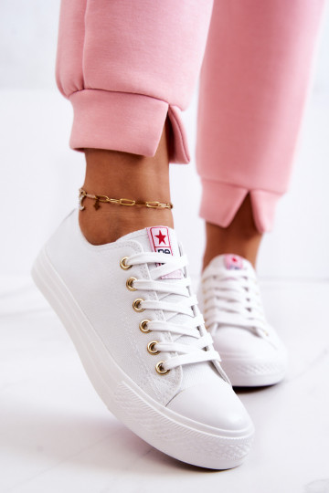 Dames klassieke stijl casual schoenen in wit en goud Ecoma