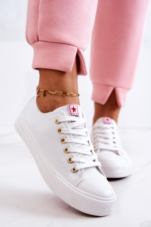 Chaussures décontractées classiques pour femmes en blanc et or Ecoma