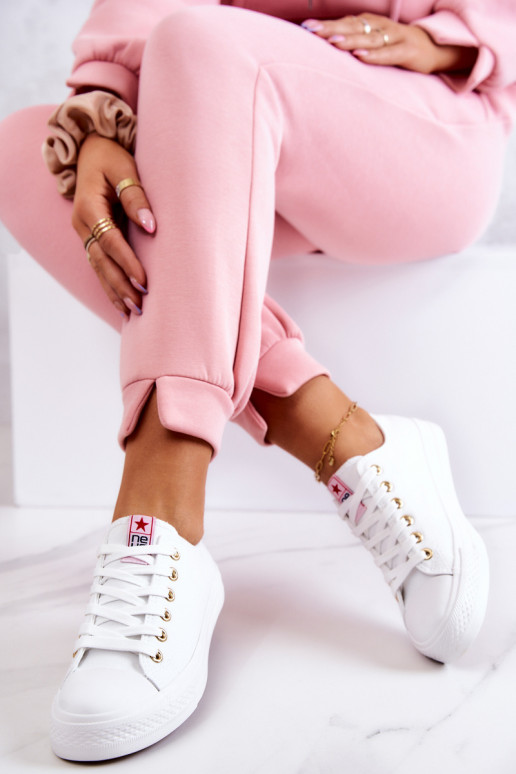 Dames klassieke stijl casual schoenen in wit en goud Ecoma