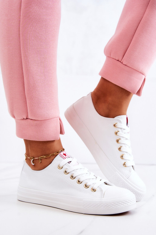 Dames klassieke stijl casual schoenen in wit en goud Ecoma