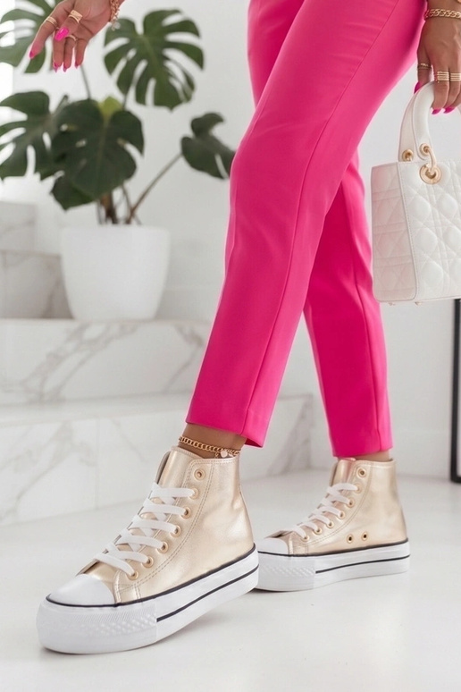 Gouden metallic enkelsneakers Piper