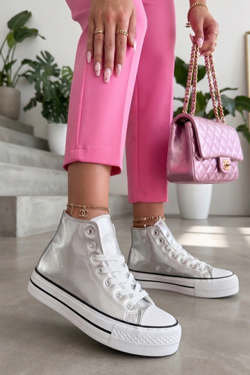 Zilveren metallic enkelsneakers Piper 2