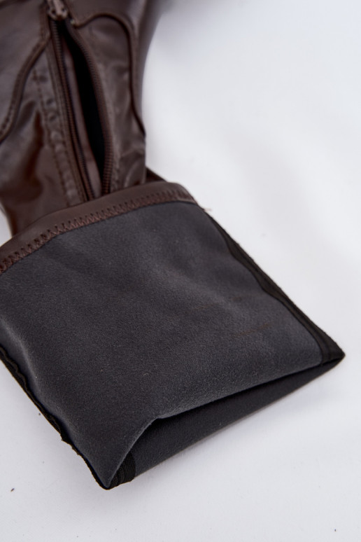 Damen kniehohe Stiefel auf massiven Absätzen und Plattform in braun Florinne