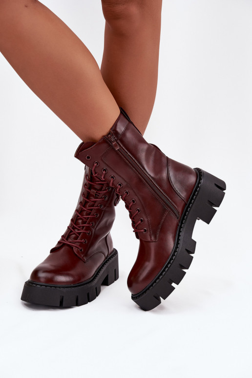 Warme Stiefeletten mit Ornamenten in bordeaux Melisse