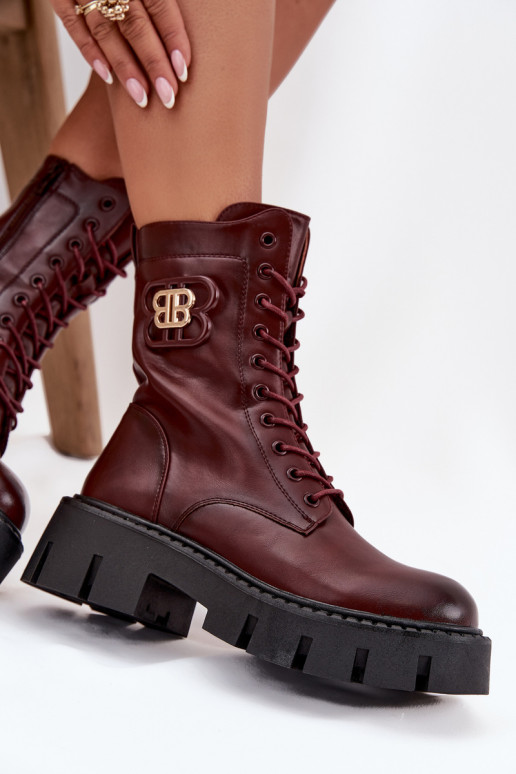 Warme Stiefeletten mit Ornamenten in bordeaux Melisse
