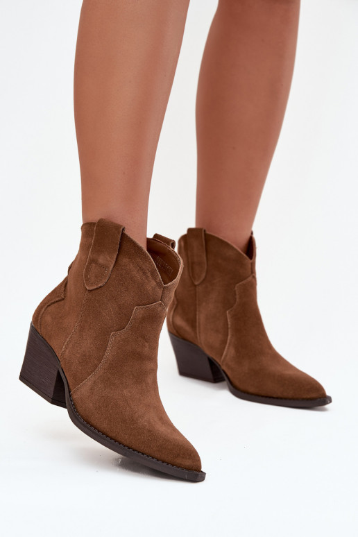 Dames enkellaarsjes cowboy-stijl in bruin faux suede Beretta