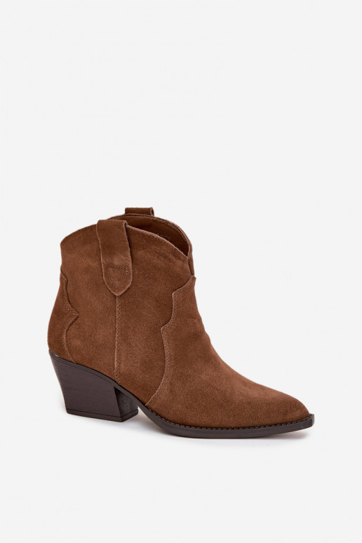 Dames enkellaarsjes cowboy-stijl in bruin faux suede Beretta