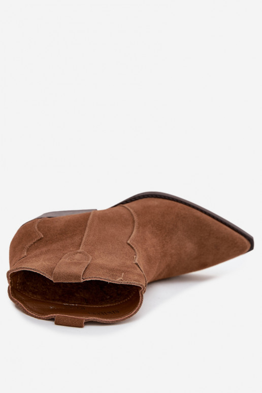 Dames enkellaarsjes cowboy-stijl in bruin faux suede Beretta