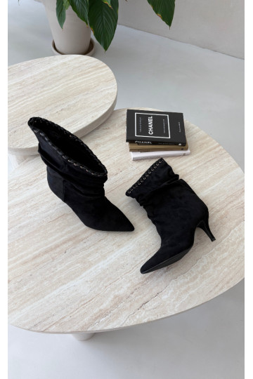 Bottines froncées avec talons fins couleur noire Herella 2