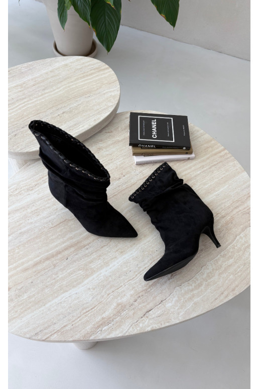 Bottines froncées avec talons fins couleur noire Herella