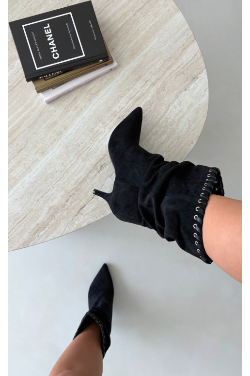 Falten ankle boots mit dünnen Absätzen in schwarzer Herella