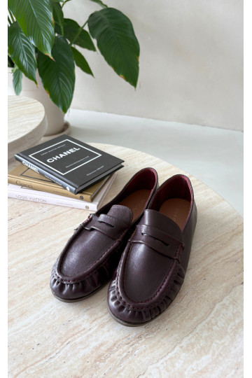 Mocassins pour femmes avec volants couleur bordeaux Sabley