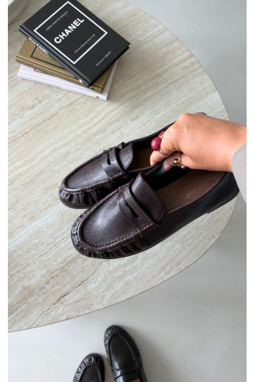 Mocassins pour femmes avec volants couleur bordeaux Sabley