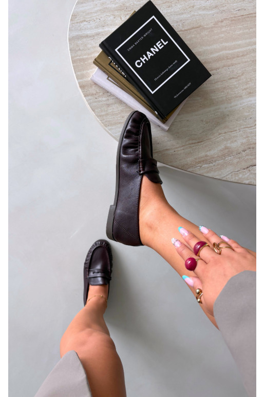 Mocassins pour femmes avec volants couleur bordeaux Sabley