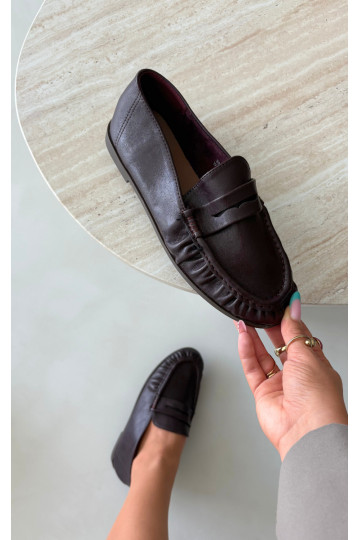 Mocassins pour femmes avec volants couleur chocolat Sabley