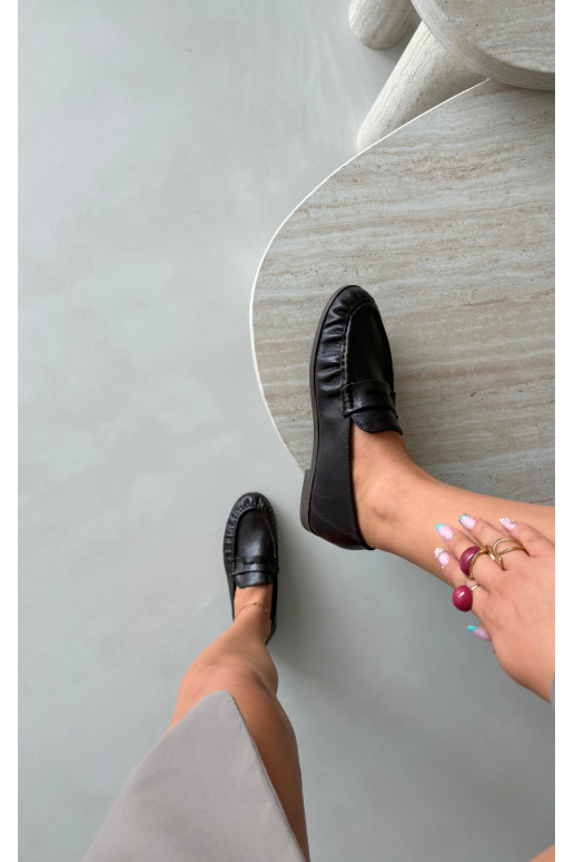Mocassins pour femmes avec volants couleur chocolat Sabley